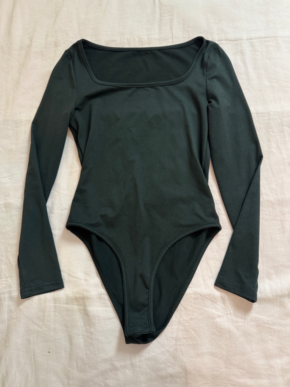 Black Long-Sleeve One-Piece Bodysuit